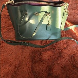 Coach Green Crossbody Bag with Gold Accents